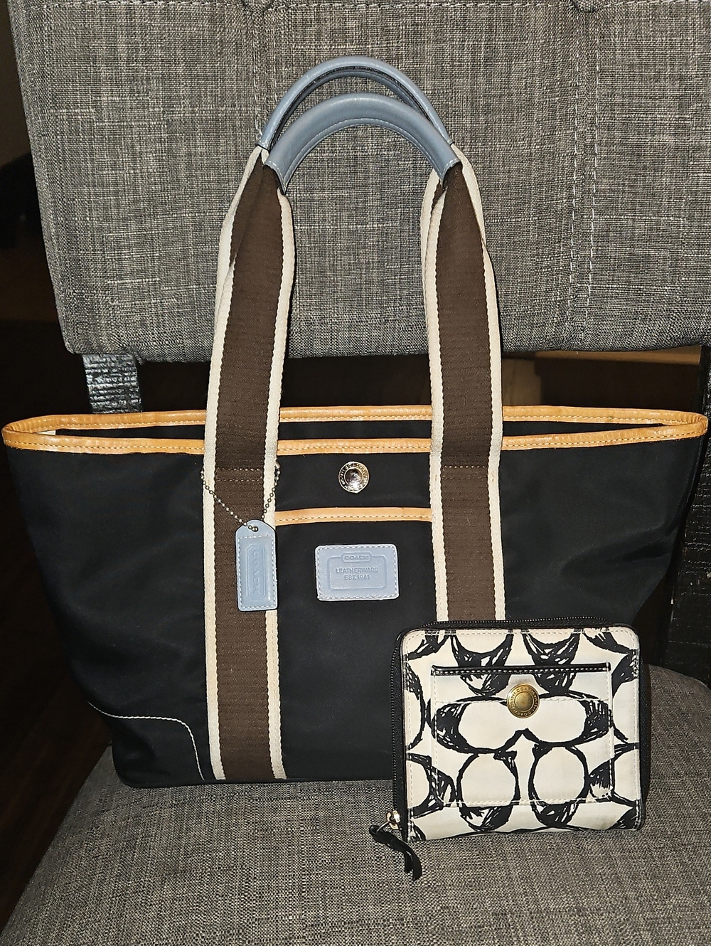 Coach Black Tote with Wallet